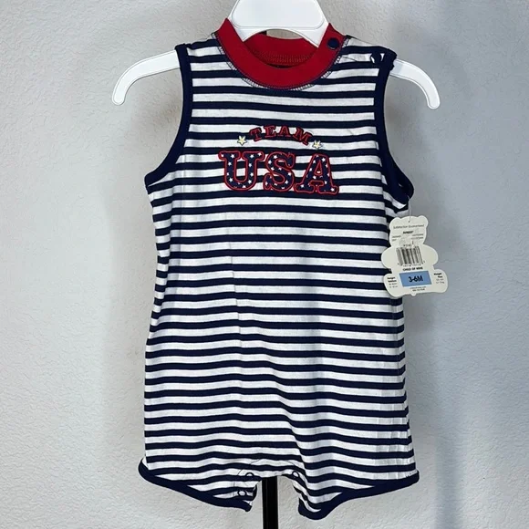 Child of Mine Navy and White Striped Sunsuit - Picture 2 of 9
